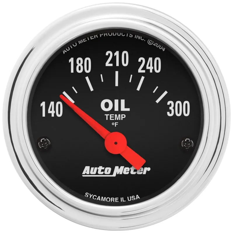 Autometer 2-1/16" Oil Temperature 140-300 °F Air-Core Traditional Chrome Trusted Brand