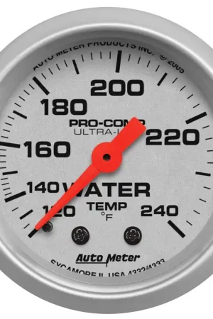 Exclusive Offer Autometer 2-1/16" Water Temperature 120-240 °F 12 Ft. Mechanical Ultra-Lite