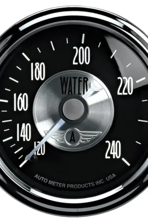 Autometer 2-1/16" Water Temperature 120-240 °F 6 Ft. Mechanical Prestige Black Diamond Certified