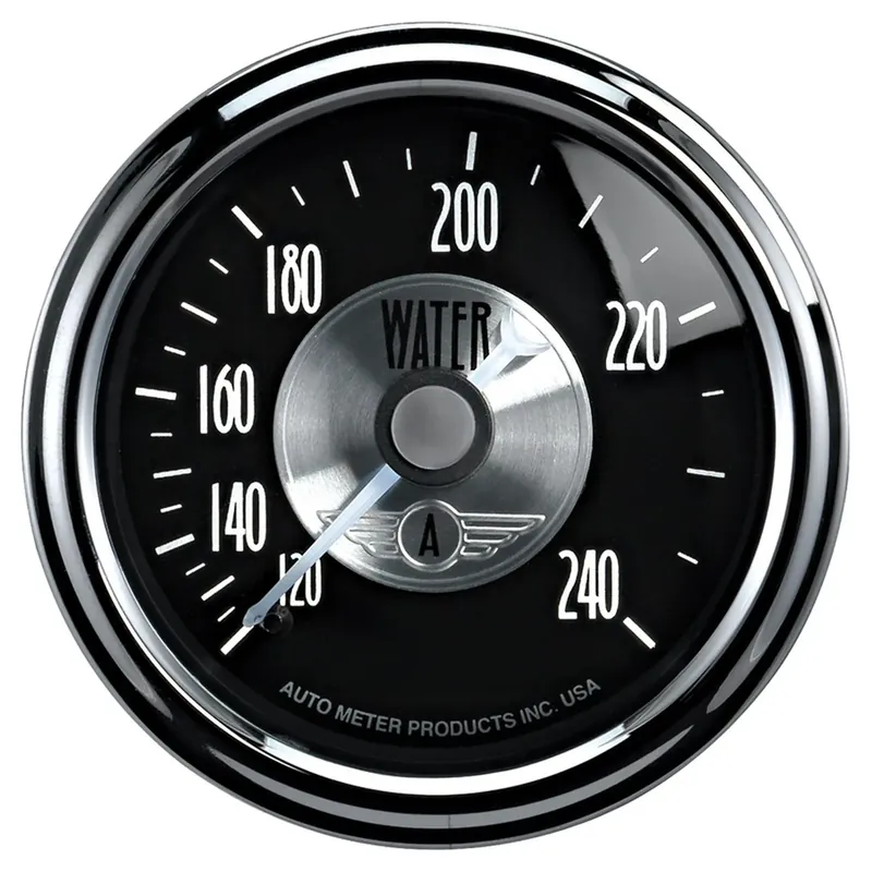 Autometer 2-1/16" Water Temperature 120-240 °F 6 Ft. Mechanical Prestige Black Diamond Certified