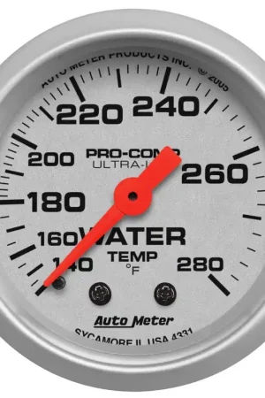 Hassle-Free Returns Autometer 2-1/16" Water Temperature 140-280 °F 6 Ft. Mechanical Ultra-Lite