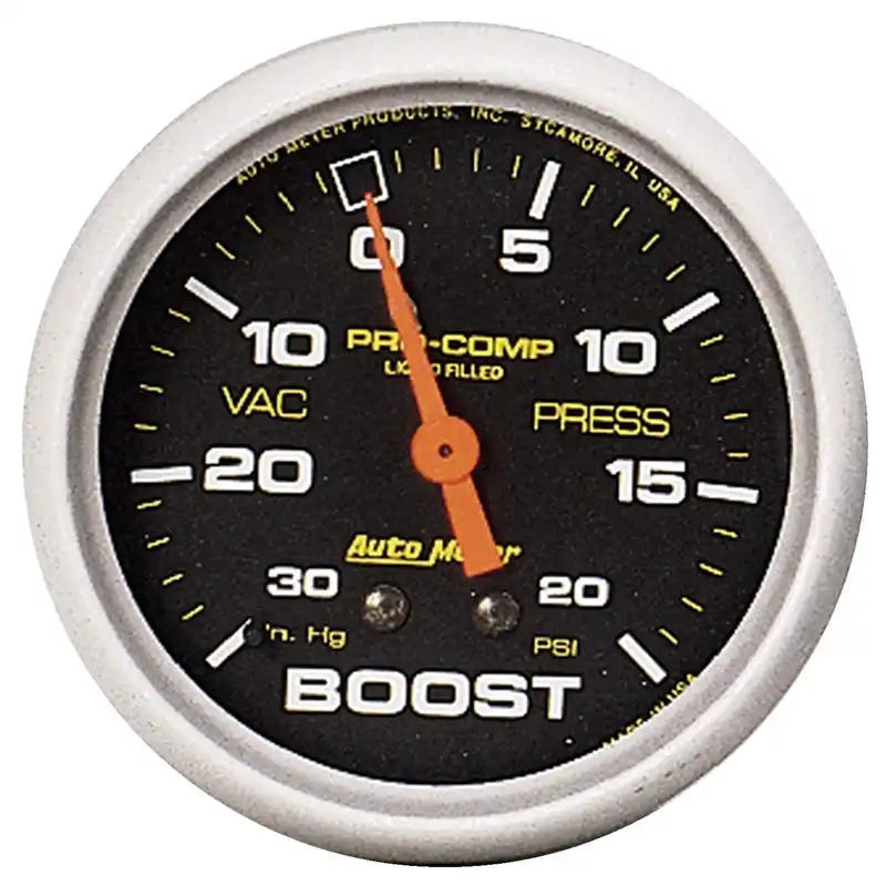 Autometer 2-5/8" Boost/Vacuum 30 In HG/20 PSI Mechanical Liquid Filled Pro-Comp Editor’s Pick