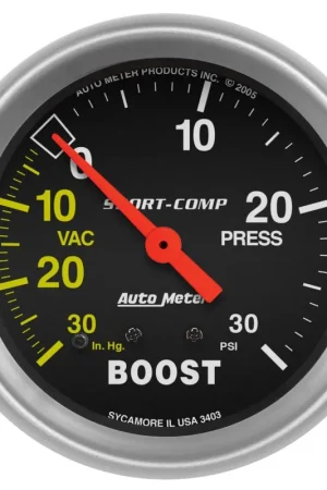 Autometer 2-5/8" Boost/Vacuum 30 In HG/30 PSI Mechanical Sport-Comp Big Sale