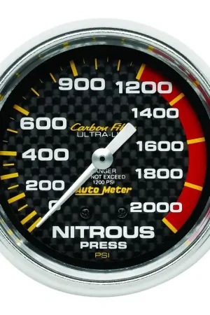 Autometer 2-5/8" Nitrous Pressure 0-2000 PSI Mechanical Carbon Fiber Buy Online