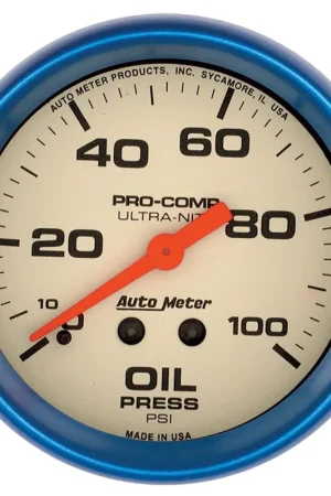 Autometer 2-5/8" Oil Pressure 0-100 PSI Mechanical Ultra-Nite Latest
