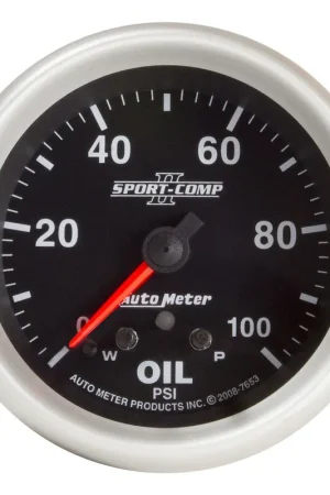 Exclusive Offer Autometer 2-5/8" Oil Pressure w/Peak & Warn 0-100 PSI Stepper Motor Sport-Comp II