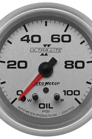 Secure Checkout Autometer 2-5/8" Oil Pressure w/Peak & Warn 0-100 PSI Stepper Motor Ultra-Lite II