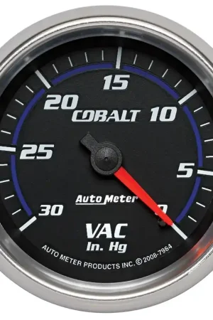 Viral Autometer 2-5/8" Vacuum 0-30 In Hg Cobalt