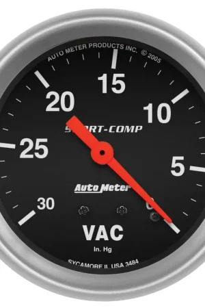 Popular Autometer 2-5/8" Vacuum 0-30 In Hg Sport-Comp