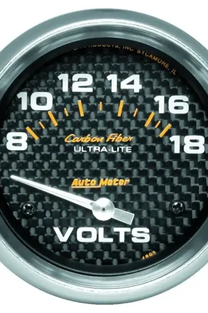 Trending Autometer 2-5/8" Voltmeter 8-18V Air-Core Carbon Fiber