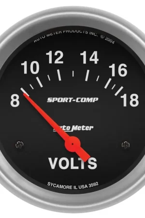 Autometer 2-5/8" Voltmeter 8-18V Air-Core Sport-Comp Top Pick