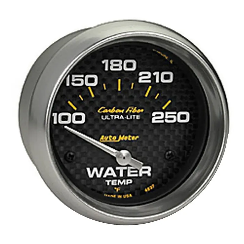 Autometer 2-5/8" Water Temperature 100-250 °F Air-Core Carbon Fiber Money Back Guarantee