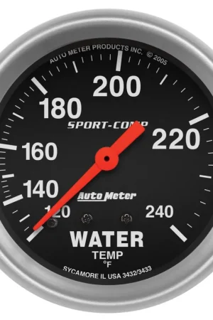 Autometer 2-5/8" Water Temperature 120-240 °F 6 Ft. Mechanical Sport-Comp Certified