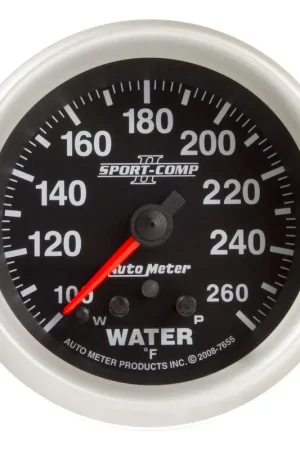 Autometer 2-5/8" Water Temperature w/Peak & Warn 100-260 °F Stepper Motor Sport-Comp II Last Chance