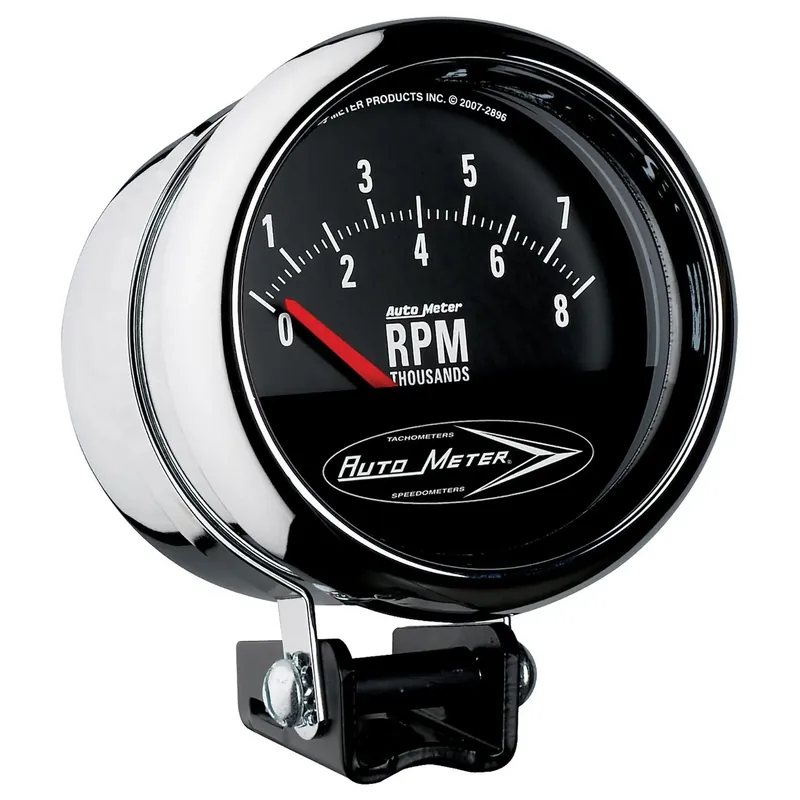 Autometer 3-3/4" Pedestal Retro Tach 0-8,000 RPM Short Sweep Traditional Chrome Warranty Included