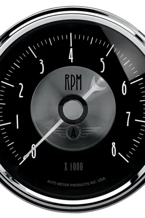 Luxury Autometer 3-3/8" In-Dash Tachometer 0-8,000 RPM Prestige Black Diamond