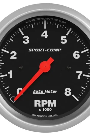 Autometer 3-3/8" In-Dash Tachometer 0-8,000 RPM Sport-Comp Best Choice