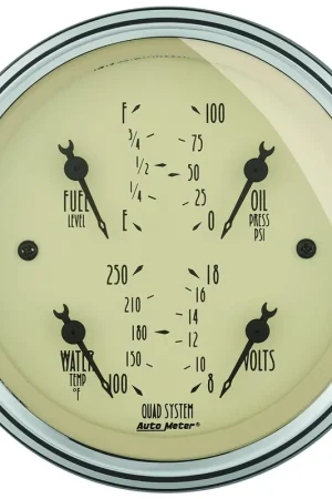 Wholesale Autometer 3-3/8" Quad Gauge 100 PSI/100-250 °F/8-18V/240-33 ohm Antique Beige