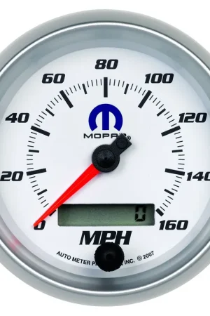 Autometer 3-3/8" Speedometer 0-160 MPH Electric White Mopar New Release