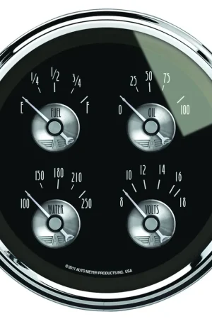 Autometer 5" Quad Gauge 100 PSI/100-250 °F/8-18V/240-33 ohm Prestige Black Diamond Buy Today
