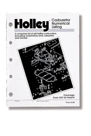 Discount Holley Carburetors Number Listing Handbook Carburetor Numerical Listing