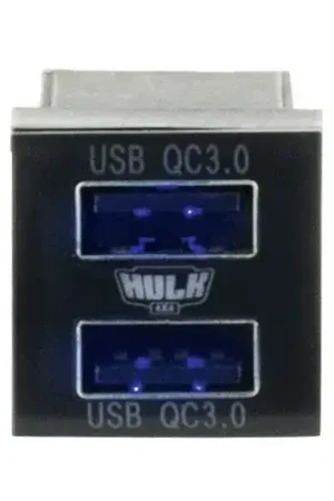 Weekend Sale Hulk 4x4 Dual Usb Socket QC3 OE RPL Blue LED (New Toyota Square)