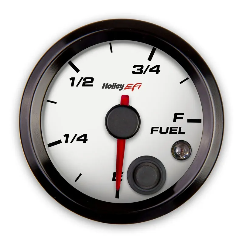 Grab Now Holley EFI Fuel Level Gauge Standard 2-1/16" size - Programmable - White Face - Black Bezel
