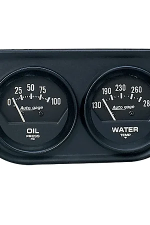 Autometer Gauge Console OILP/Wtmp 2-1/16" 100 PSI/280 °F Black Dial Black Bzl Short Sweep Autogage Cheap