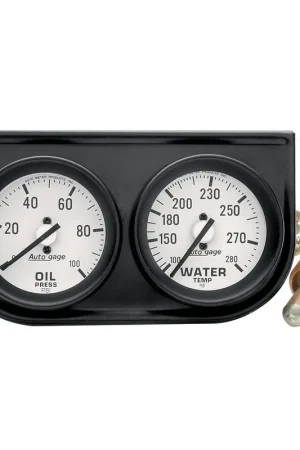 Autometer Gauge Console OILP/Wtmp 2-1/16" 100 PSI/280 °F WhiteDial Black Bzl Full Sweep Autogage Free Delivery