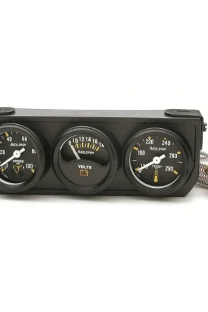 Flash Sale Autometer Gauge Console OILP/WTMP/Volt 1.5" 100 PSI/280 °F/18V Mech Black Dial Black BZL AG
