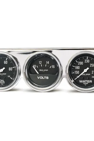 Autometer Gauge Console OILP/WTMP/Volt 2-5/8" 100 PSI/280 °F/16V Black Dial Chrome BZL AG Warranty Included