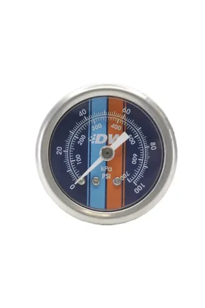 New Arrival Deatschwerks Mechanical Fuel Pressure Gauge 1/8 NPT0-100 PSI 15 in Diameter Blue Face - Black