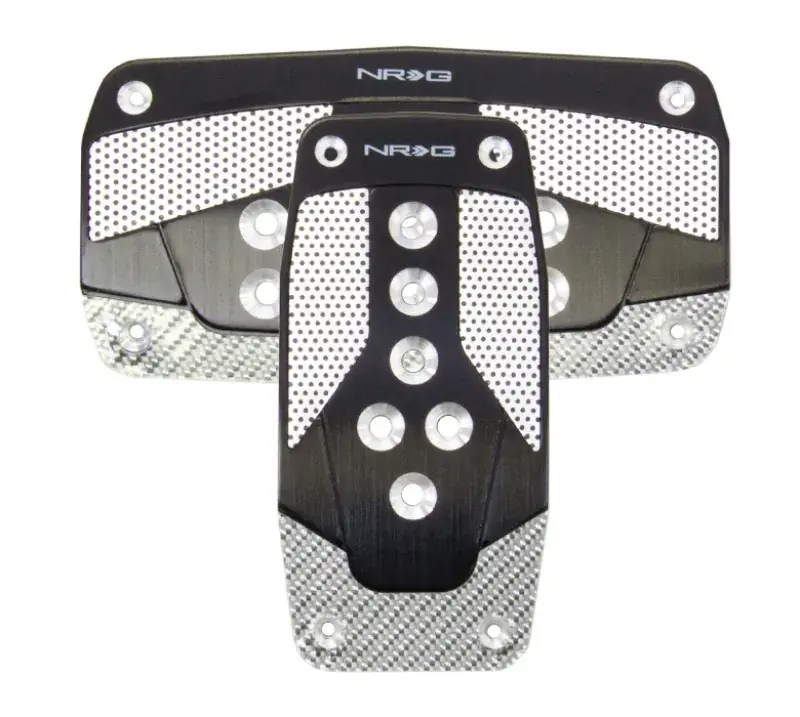 Seasonal Sale NRG NRG Aluminum Sport Pedal A/T - Black w/Silver Carbon
