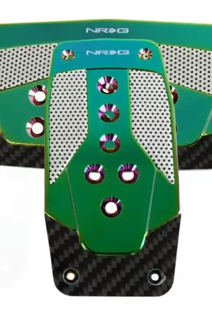 Top Rated NRG NRG Aluminum Sport Pedal A/T - Silver w/Neochrome Carbon