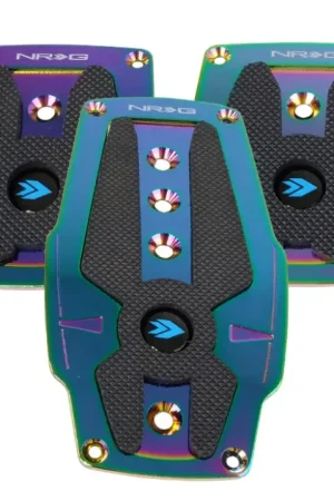 NRG NRG Aluminum Sport Pedal M/T - Neochrome w/Black Rubber Inserts No Minimum Order