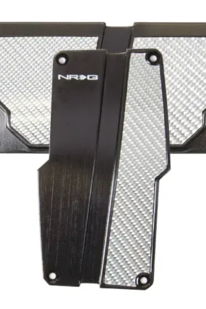 Weekend Sale NRG NRG Brushed Aluminum Sport Pedal A/T - Black w/Silver Carbon