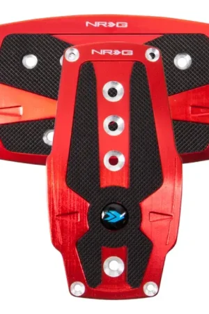 NRG NRG Brushed Aluminum Sport Pedal A/T - Red w/Black Rubber Inserts New Arrival