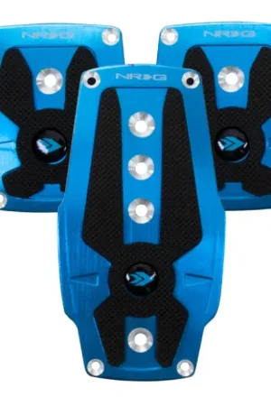 NRG NRG Brushed Aluminum Sport Pedal M/T - Blue w/Black Rubber Inserts Authentic