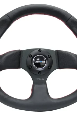 Must Have NRG NRG Reinforced Steering Wheel (320mm Horizontal / 330mm Vertical) Leather w/Red Stitching