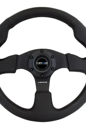 Free Returns NRG NRG Reinforced Steering Wheel (320mm) Black Leather w/Black Stitching