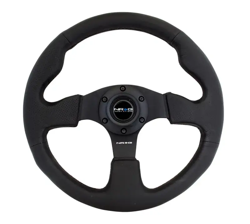 Free Returns NRG NRG Reinforced Steering Wheel (320mm) Black Leather w/Black Stitching