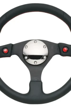 NRG NRG Reinforced Steering Wheel (320mm) Blk Leather w/Dual Buttons Limited Edition