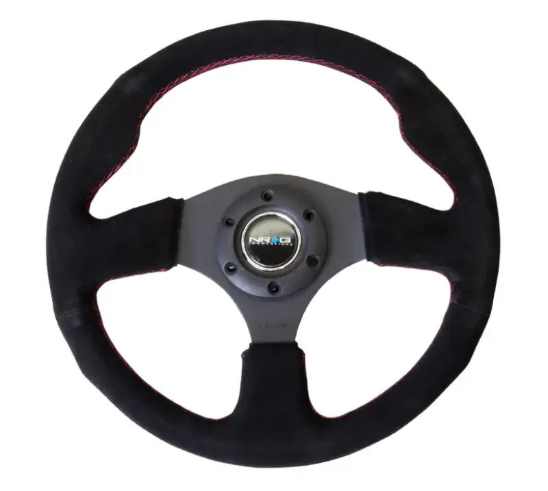 NRG NRG Reinforced Steering Wheel (320mm) Suede w/Red Stitch Best Price