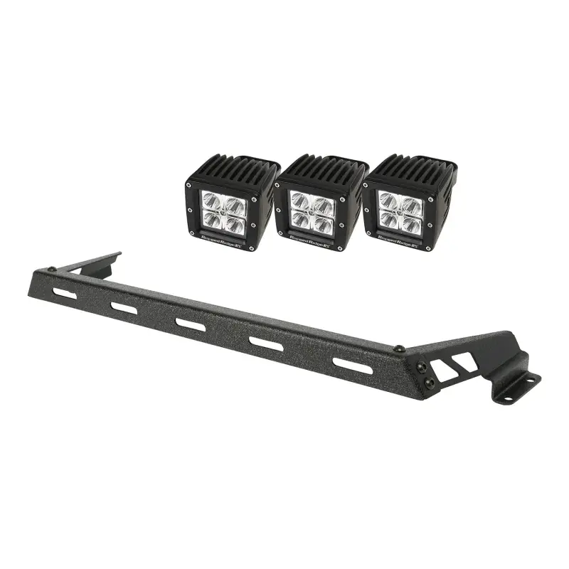 Viral Rugged Ridge 07-18 Jeep Wrangler JK Black 3 Sqaure LED Hood Mounted Light Bar Kit