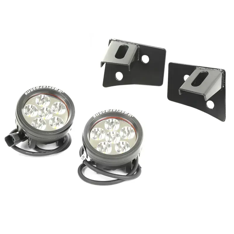 Rugged Ridge 07-18 Jeep Wrangler JK Round Windshield LED Light Kit w/ Brackets Fast Shipping