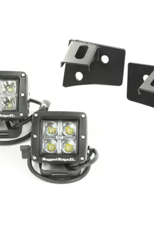 Discount Rugged Ridge 07-18 Jeep Wrangler JK Square Windshield LED Light Kit w/ Brackets
