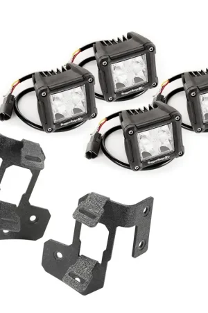 Rugged Ridge 07-18 Jeep Wrangler JK Textured Black Dual Cube A-Pillar Light Mount Kit Secure Checkout