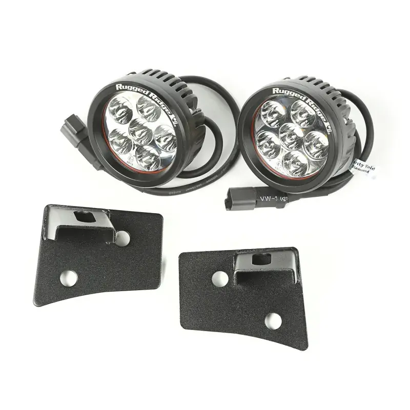 Rugged Ridge 07-18 Jeep Wrangler JK Textured Black Round Windshield LED Kit w/ Brackets Best Price