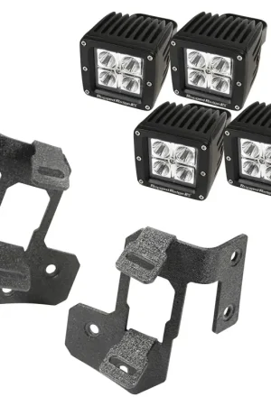 Rugged Ridge 07-18 Jeep Wrangler JK Textured Black Square A-Pillar LED Light Mount Kit Worldwide Shipping