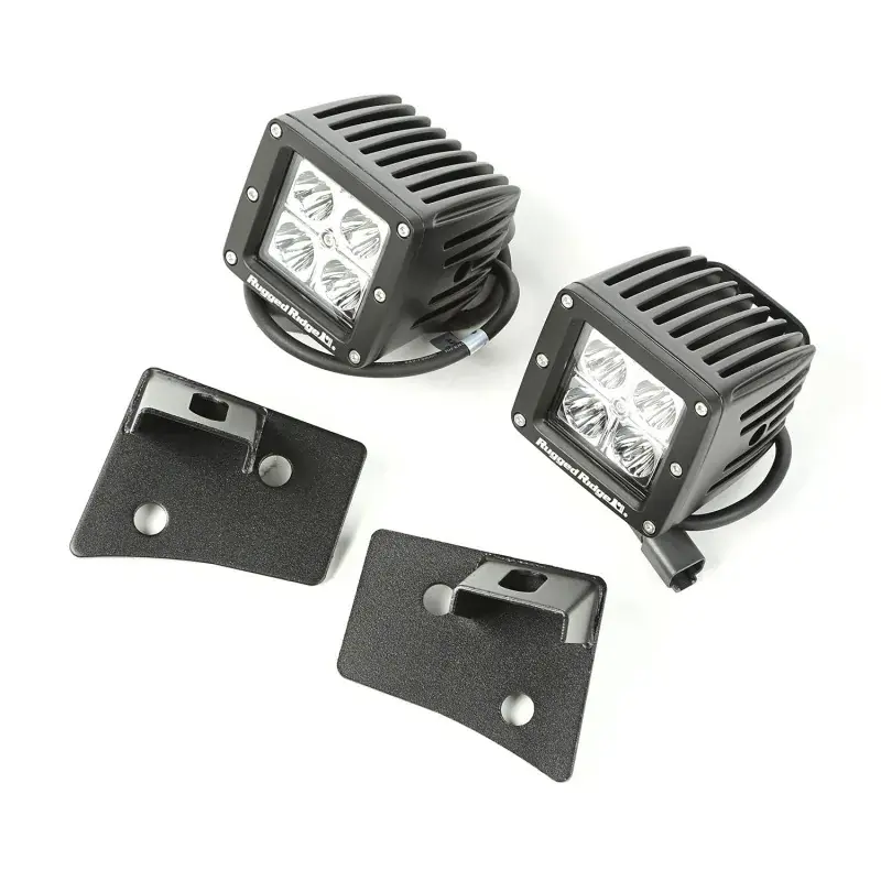 Professional Grade Rugged Ridge 07-18 Jeep Wrangler JK Textured Black Square Windshield LED Kit w/ Brackets